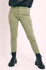 Khaki Denim Cargo Jeans - Destany-Jeans