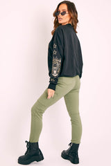 Khaki Denim Cargo Jeans - Destany-Jeans