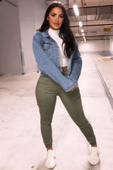 Khaki Denim Cargo Jeans - Destany-Jeans