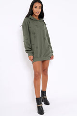 Khaki Distressed Oversized Hoodie - Khloe-Hoodies