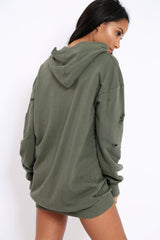 Khaki Distressed Oversized Hoodie - Khloe-Hoodies