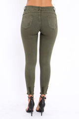 Khaki Distressed Skinny Jeans - Isabellah-Jeans
