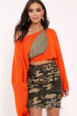 Khaki Double Stud Bum Bag - Kamala-Bags