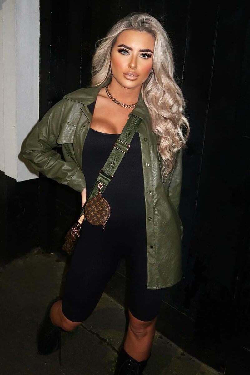 Khaki Faux Leather Shacket - Leiyah-Shacket