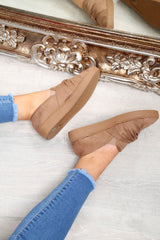 Khaki Faux Suede Twist Front Pumps - Krissy-Flats