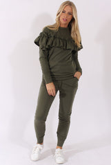 Khaki Frill Layer Tracksuit - Tawney-Tracksuits