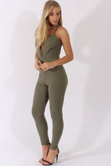 Khaki Front Harness Fitted Jumpsuit - Bette-Jumpsuits