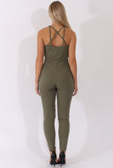 Khaki Front Harness Fitted Jumpsuit - Bette-Jumpsuits