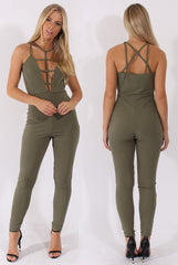 Khaki Front Harness Fitted Jumpsuit - Bette-Jumpsuits