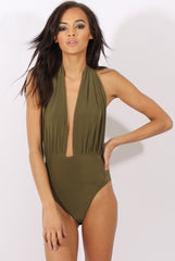 Khaki Halterneck Bodysuit - Isla-Bodysuits