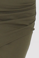 Khaki High Neck Side Ruched Backless Dress - Tulip-Dresses