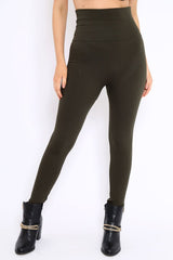 Khaki High Waisted Shape Leggings - Binky-Leggings