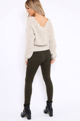 Khaki High Waisted Shape Leggings - Binky-Leggings