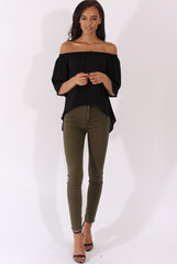 Khaki High Waisted Skinny Jeans - Riley-Jeans