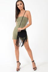 Khaki Jersey Bandeau Playsuit - Cristyn-Playsuits