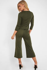 Khaki Keyhole Top Culotte Co-Ord - Raelinn-Co-ords