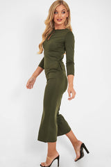 Khaki Keyhole Top Culotte Co-Ord - Raelinn-Co-ords