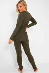 Khaki Knitted Loungewear Set - Jordi-Co-ords
