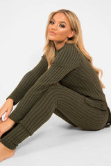 Khaki Knitted Loungewear Set - Jordi-Co-ords
