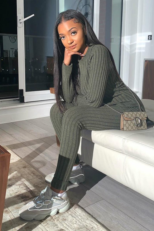 Khaki Knitted Loungewear Set - Jordi