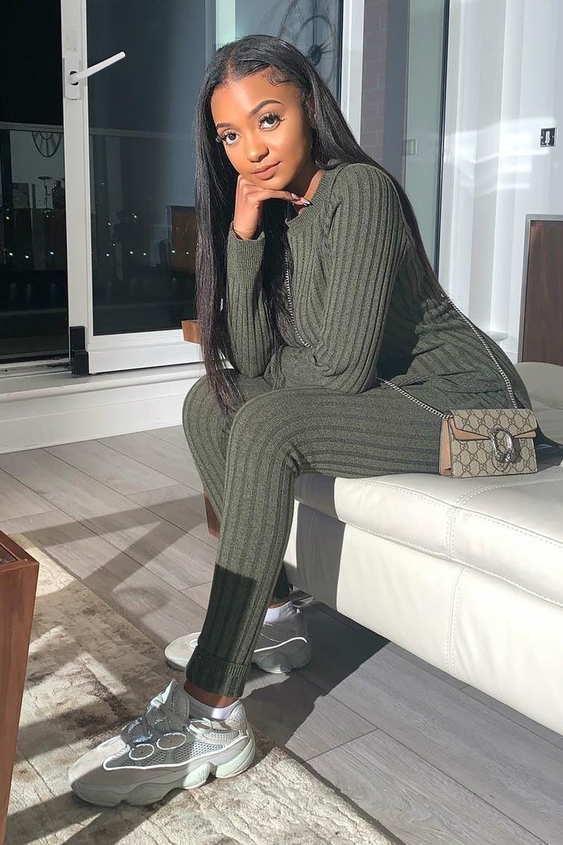 Khaki Knitted Loungewear Set - Jordi-Co-ords