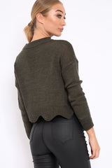 Khaki Lace up Jumper - Deena-Jumper