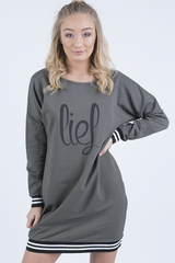 Khaki Lies Slogan Jumper Dress - Ellie-Jumper
