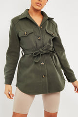 Khaki Long Belted Shacket - Maryah-Shacket