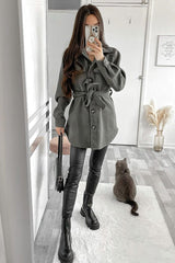 Khaki Long Belted Shacket - Maryah-Shacket