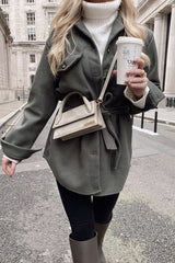 Khaki Long Belted Shacket - Maryah-Shacket