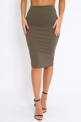 Khaki Midi Bodycon Skirt - Tiffy-Skirts