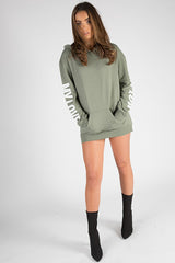 Khaki 'My Love' Slogan Oversized Hoodie - Tish-Loungewear
