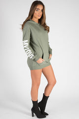 Khaki 'My Love' Slogan Oversized Hoodie - Tish-Loungewear