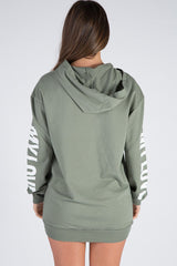 Khaki 'My Love' Slogan Oversized Hoodie - Tish-Loungewear