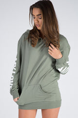Khaki 'My Love' Slogan Oversized Hoodie - Tish-Loungewear