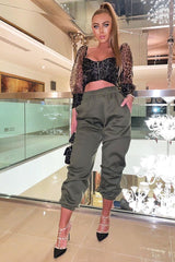 Khaki Oversized Joggers - Erica-Joggers