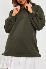 Khaki Oversized Jumper Shirt Dress - Islah-dresses