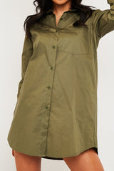 Khaki Oversized Shirt Dress - Chelby-Shirts