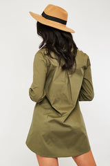 Khaki Oversized Shirt Dress - Chelby-Shirts