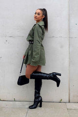 Khaki Oversized Shirt Dress - Chelby-Shirts