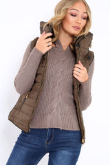 Khaki Padded Gilet - Ariella-Jackets