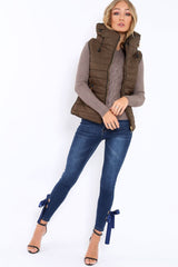 Khaki Padded Gilet - Ariella-Jackets