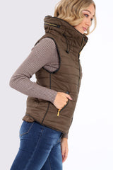 Khaki Padded Gilet - Ariella-Jackets