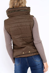 Khaki Padded Gilet - Ariella-Jackets