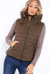 Khaki Padded Gilet - Ariella-Jackets