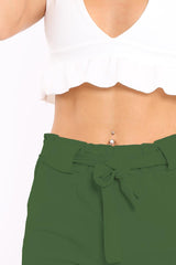 Khaki Paperbag Tie Waist Shorts - Billie-Shorts