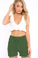 Khaki Paperbag Tie Waist Shorts - Billie-Shorts