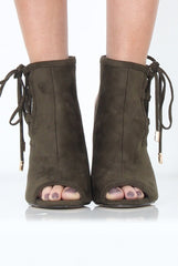 Khaki Peep Toe heels - Corrine-Heels
