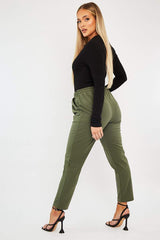 Khaki Piping Detail Woven Trouser - Laila-Trousers