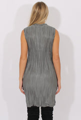 Khaki Pleated Bodycon Midi Dress - Mistie-Dresses